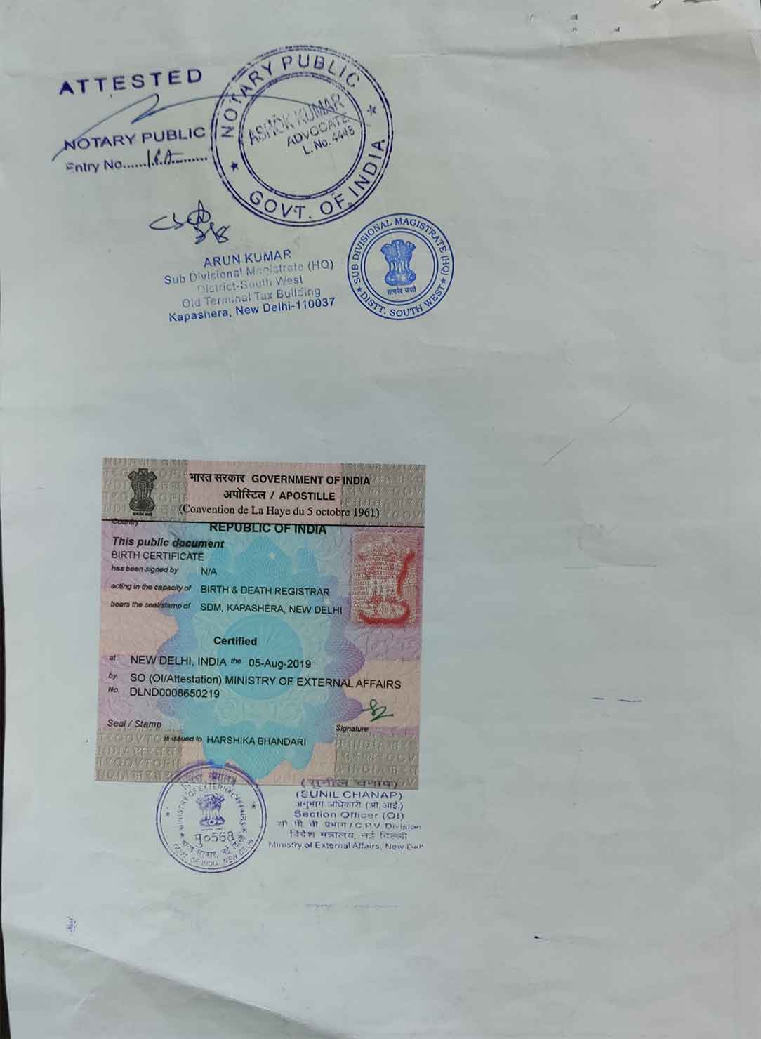 apostille attestation need document